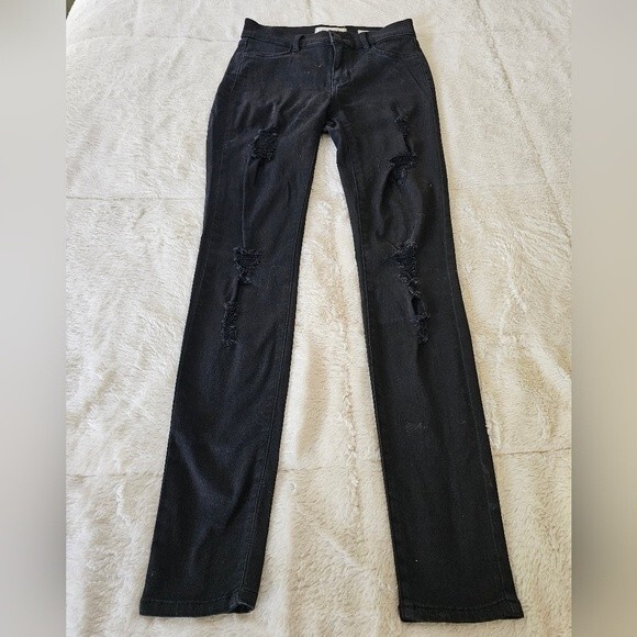 PACSUN Los Angeles Distressed Jegging Size 24 Black - Picture 1 of 6